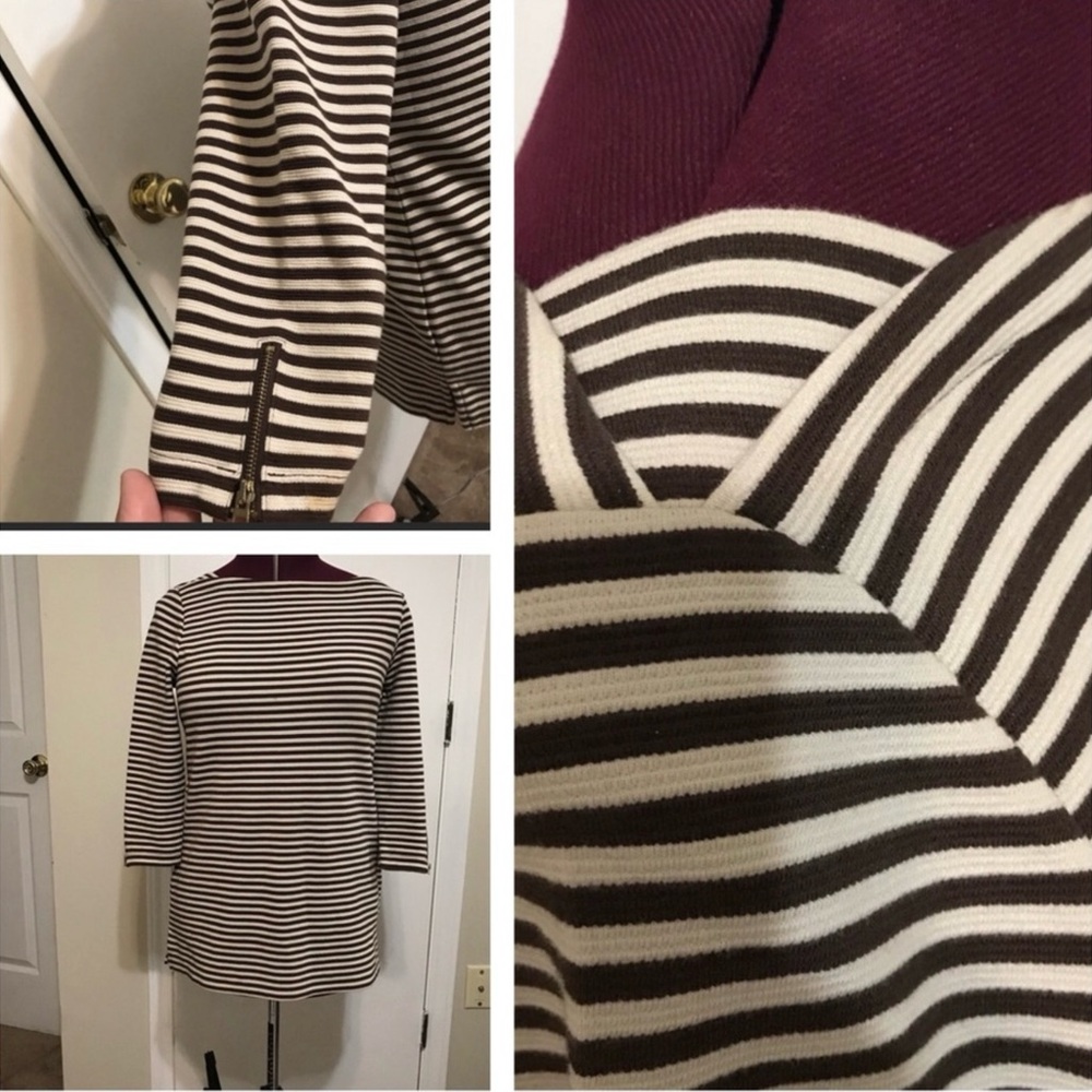 Like New S Brown & White Sweater Tunic Top